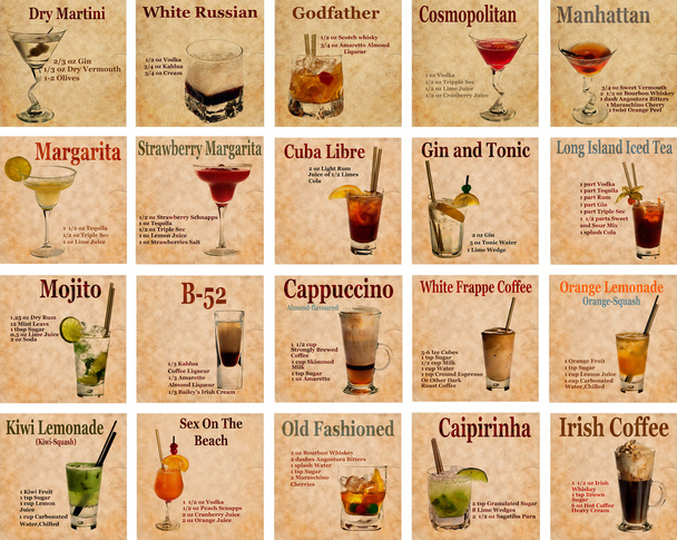 Ensemble de recettes de cocktails
 - Photo, image