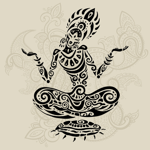 Meditatie lotus pose. Tattoo-stijl. - Vector, afbeelding