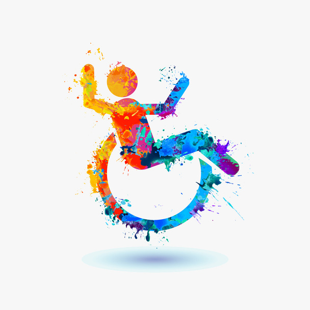 Happy invalid people. life-asserting watercolor sign. - Vector, Image