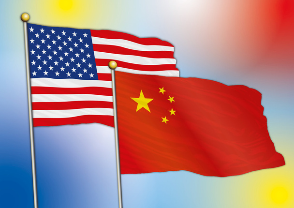 Κίνα και ΗΠΑ σημαίες - Διάνυσμα, εικόνα