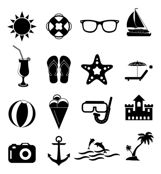 Summer holiday icons set - Vector, Image