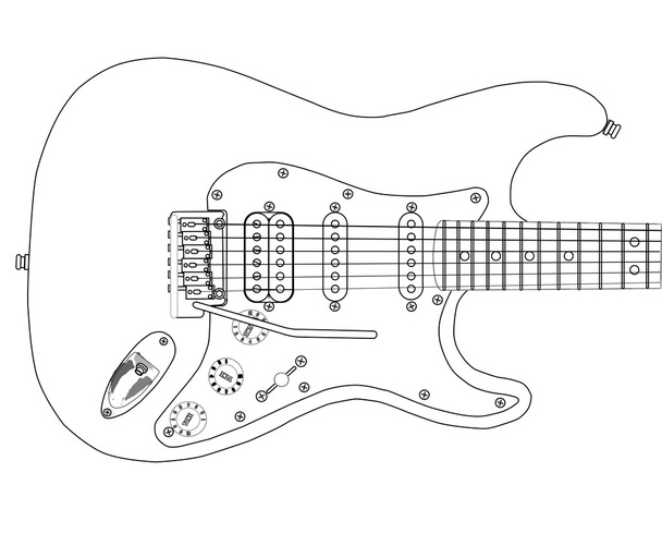 Körvonalak elektromos gitár - Vektor, kép