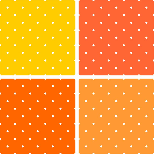 Azulejos patrón vectorial de verano conjunto con lunares blancos sobre pastel rosa, naranja, fondo amarillo - Vector, imagen