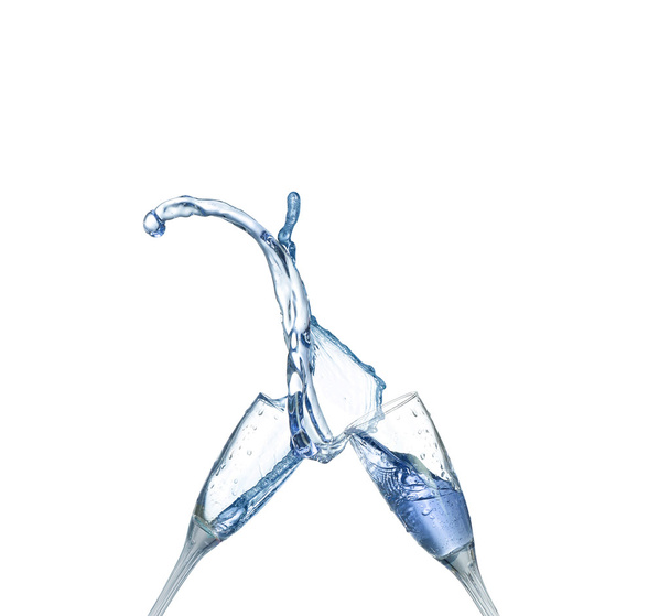Blue alcoholic cocktail on white isolate splash - Photo, Image
