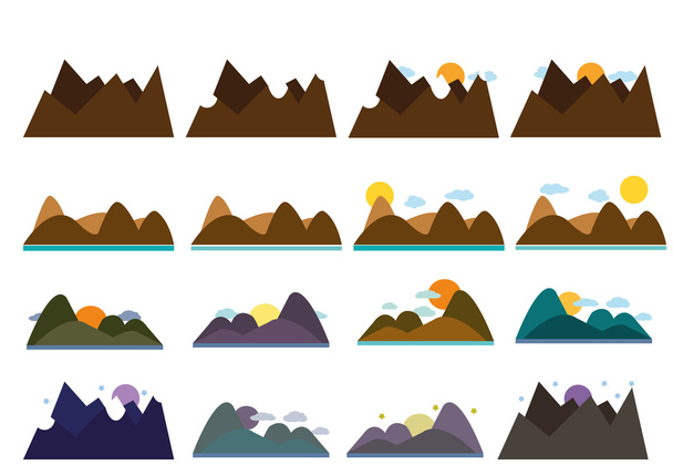 Ensemble paysage de montagne vectoriel
 - Vecteur, image