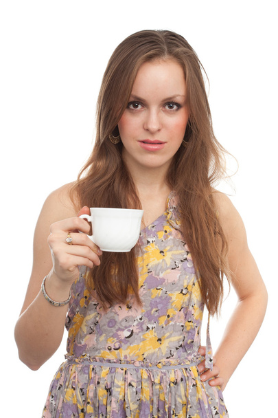 Girl with a coffee cup - Zdjęcie, obraz