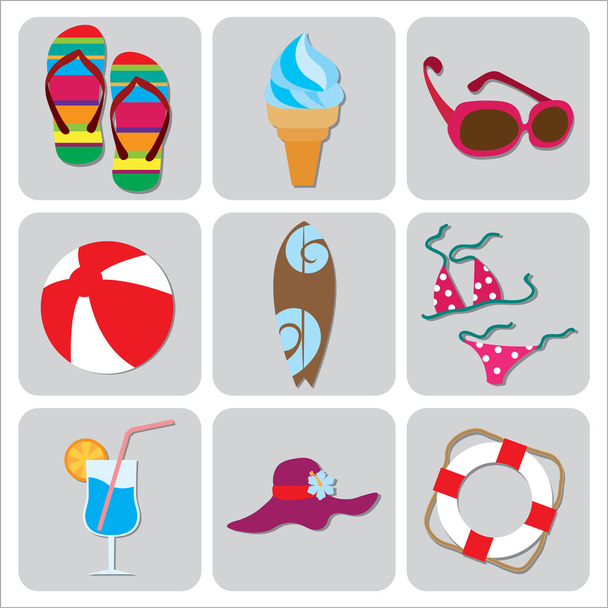 Set of summer icons - Διάνυσμα, εικόνα