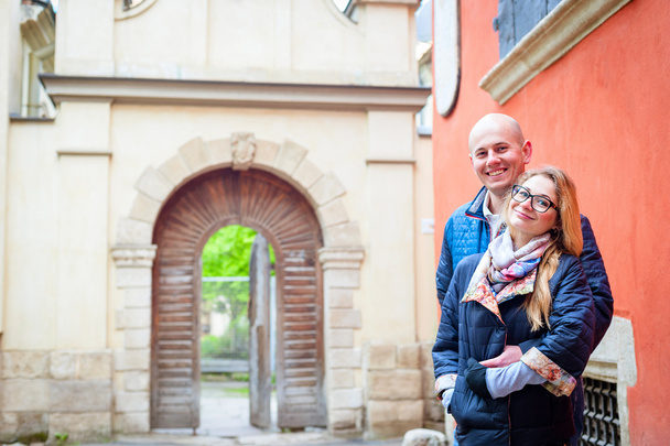 Couple travel by old European cities - Foto, afbeelding