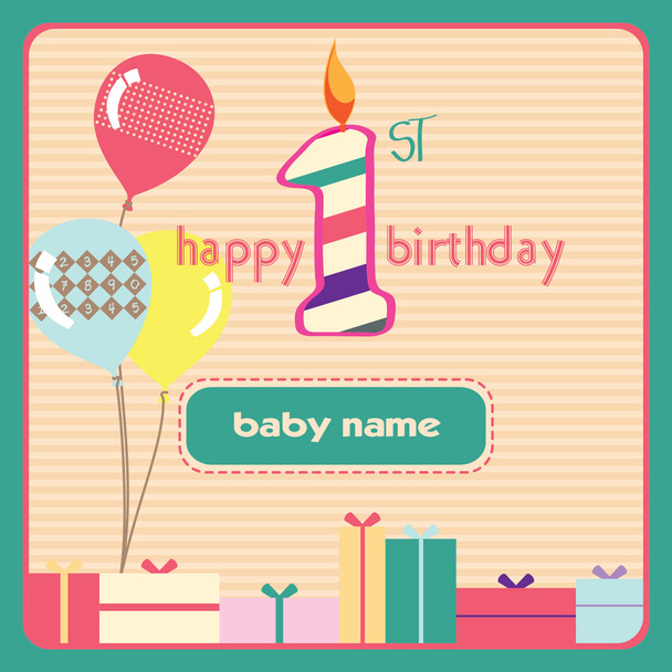 1St Birthday Greeting Card Candle - Vector, Image