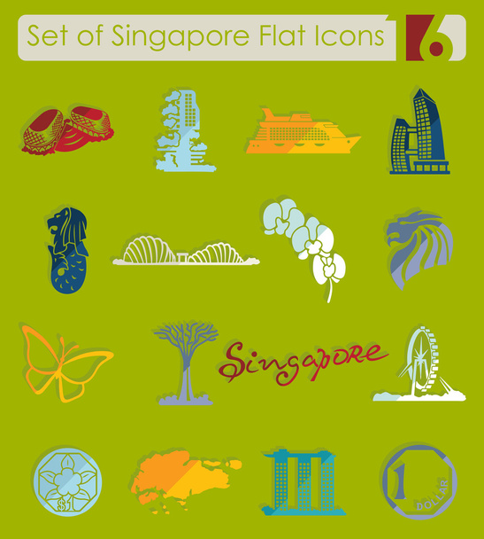 Set of Singapore icons - Vector, Image