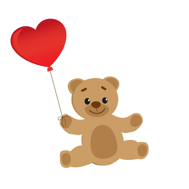 teddy bear with heart balloon - Vetor, Imagem
