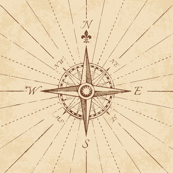 Vector Antique Grunge Compass Rose - Vector, Image