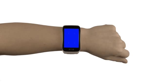 Smart-ρολόι μακέτα με χειρονομίες και chroma keying και λευκό φόντο - Πλάνα, βίντεο