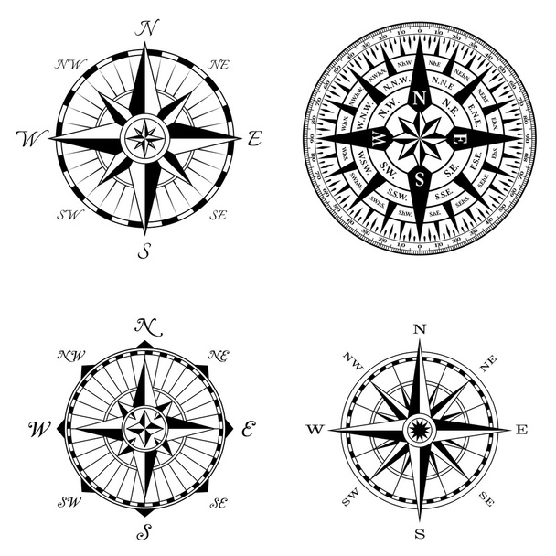 High Detail Compass Rose Set - Vector, Image