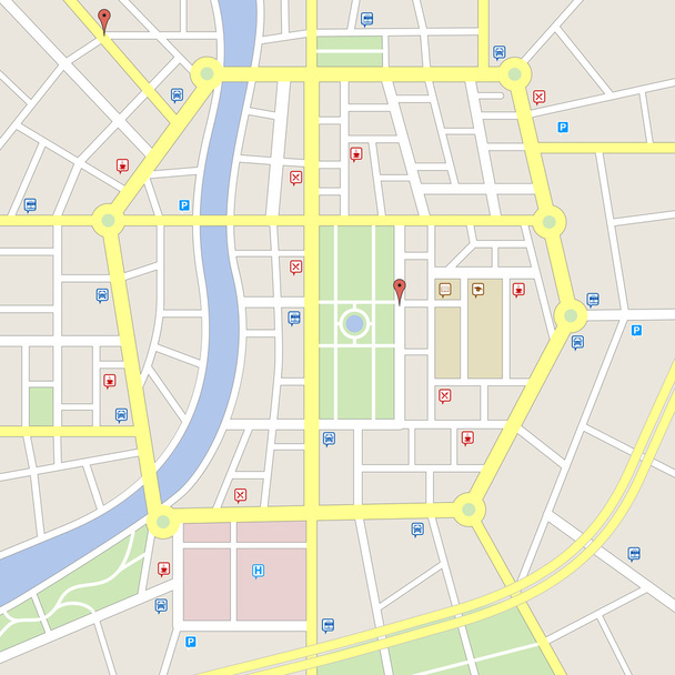 Vaaleat värit kuvitteellinen kaupungin kartta
 - Vektori, kuva