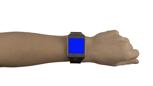 Smart-ρολόι μακέτα με χειρονομίες chroma keying και λευκό φόντο - Πλάνα, βίντεο