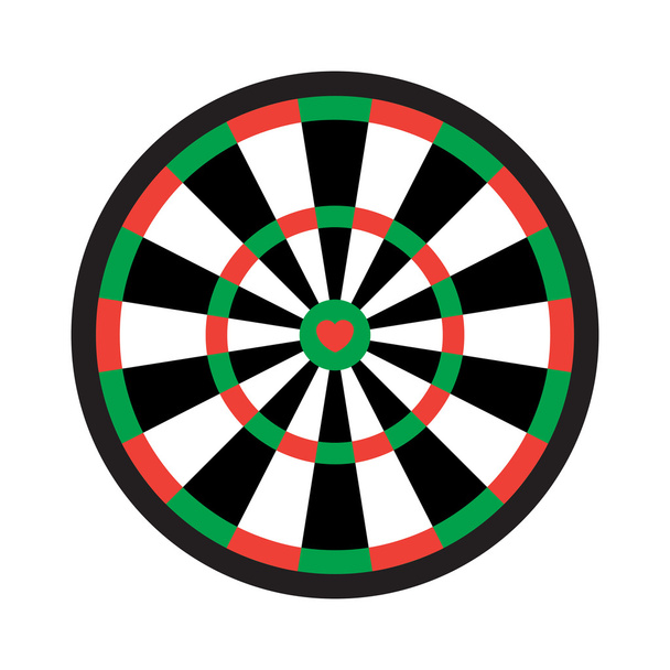 Love and darts. The purpose of a heart in the center on a white  - Vector, Image