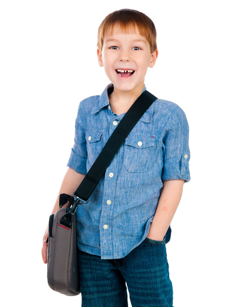 Little boy with bag - Фото, зображення