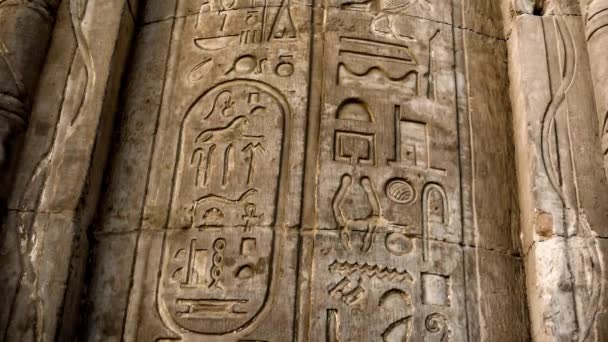 Kom-Ombo, fali oszlop hieroglifák - Felvétel, videó