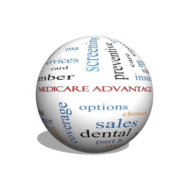 Medicare Advantage 3D sphere Word Cloud Concept  - Photo, Image