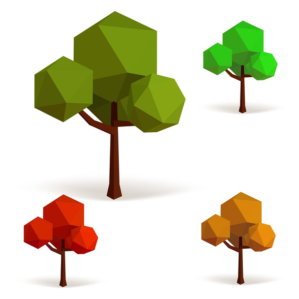 Set of trees in low poly style. Vector illustration - Vektor, obrázek