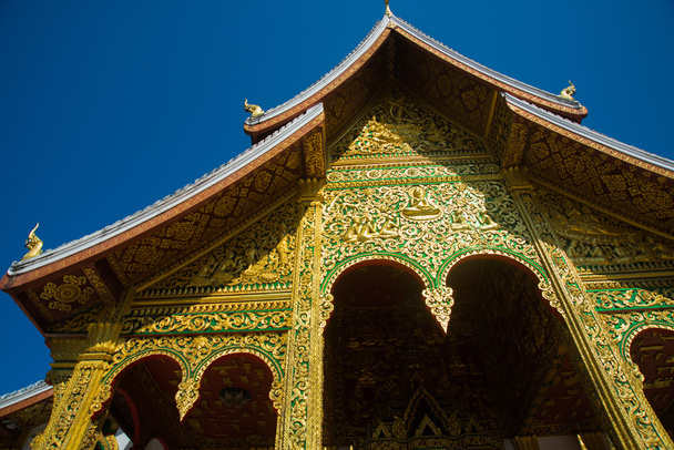 Buddhist temple with gold.Luang Prabang.Laos. - Zdjęcie, obraz