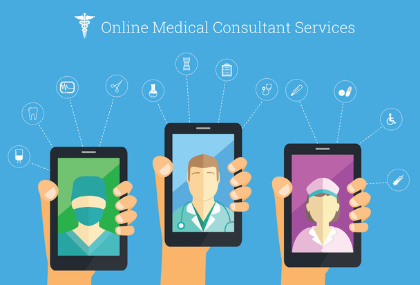 Online medical services conceptual iilustration. - Vector, Image