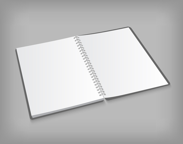 Vector opened blank notebook on gray background - Vector, Image