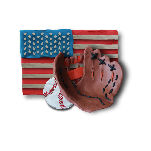 Guante y pelota hechos a mano de béisbol
 - Vector, Imagen