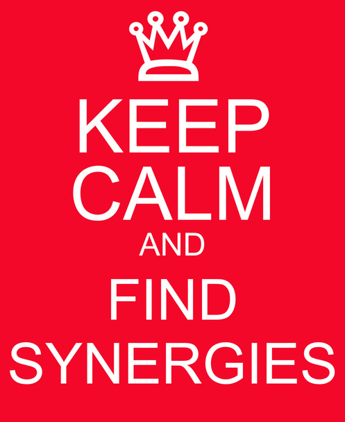 Keep Calm and Find Synergies Red Sign - Photo, Image