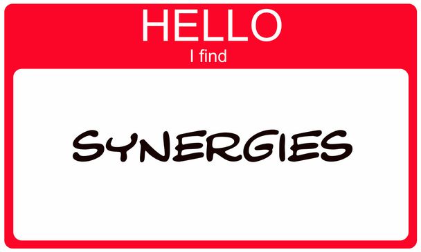 Hello I Find Synergies Red Name Tag - Photo, Image