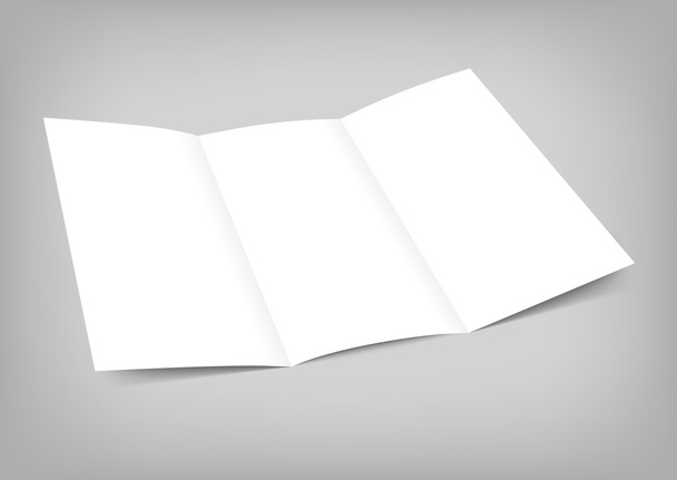 Vector blank tri fold paper flyer on gray background - Vector, Image