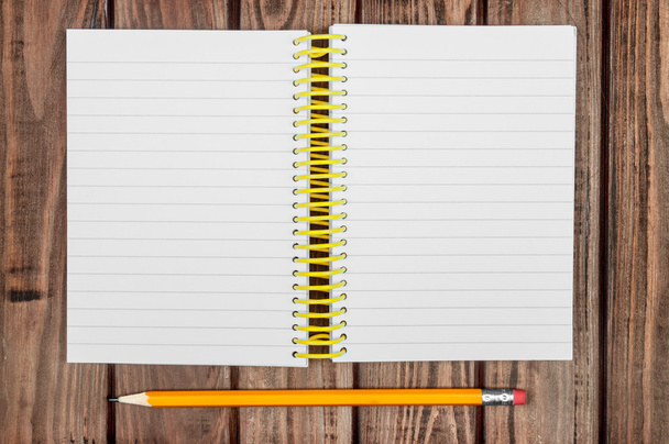 Realistic template Notepad  on wooden background - Foto, immagini