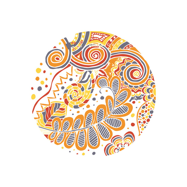 Doodle Style Colorful Illustration with Floral Elements - Vektör, Görsel