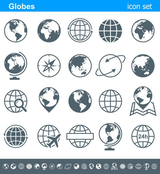 Globes pictogrammen en symbolen - illustratie. - Vector, afbeelding