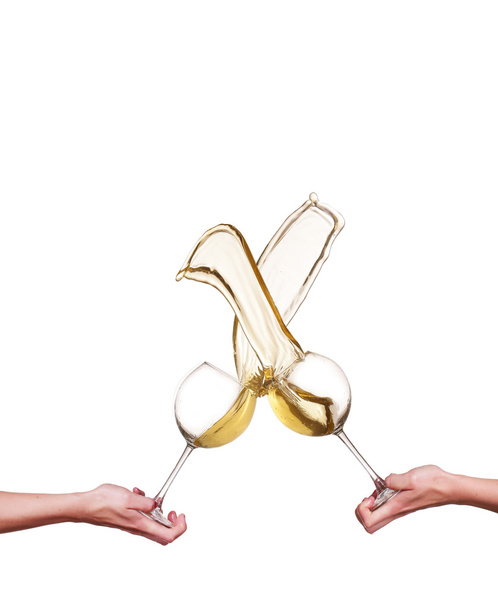 witte wijn splash geïsoleerd op wit - Foto, afbeelding