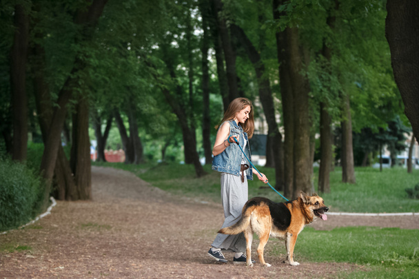 walk in the park with a dog - Fotoğraf, Görsel