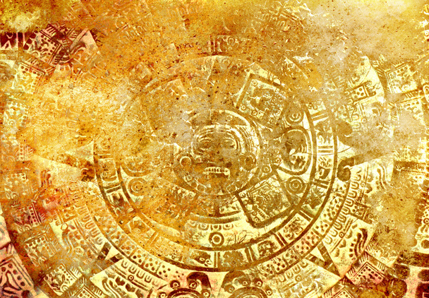 Oude Maya kalender, abstracte kleur achtergrond. - Foto, afbeelding