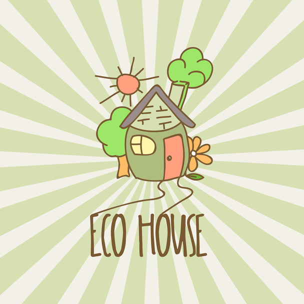 Ecology logotype with cartoon house - Vector, Image