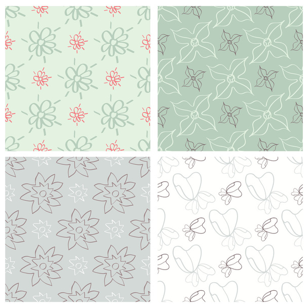Set of four flower seamless patterns.  - Vektor, kép