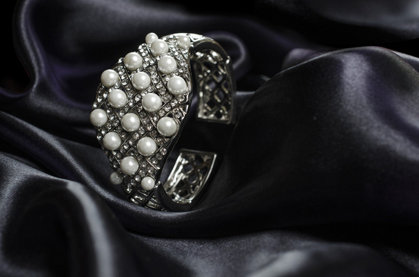 pearl bracelet on silk - Photo, Image