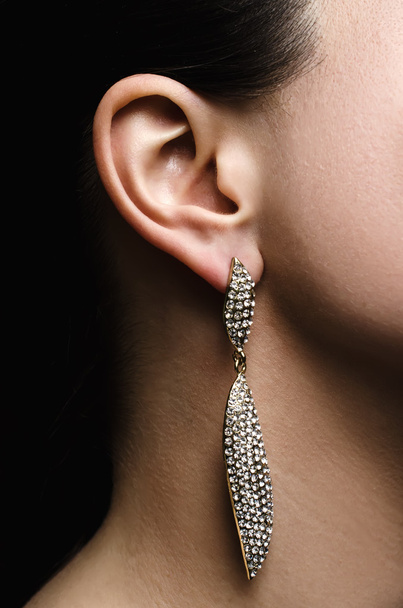 ear with silver earring - Photo, Image