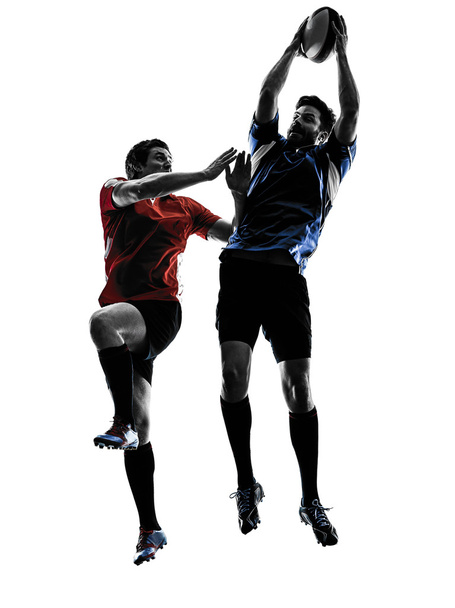 rugby men players silhouette - Foto, imagen