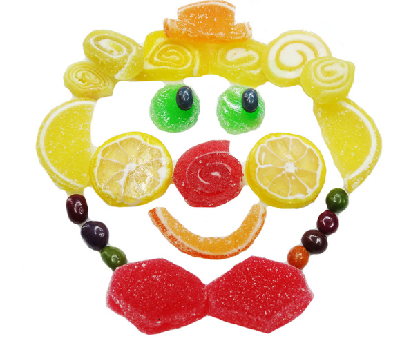 креативний мармелад фруктовий желе солодка їжа клоун форма обличчя
 - Фото, зображення