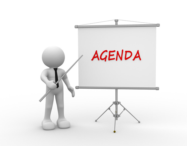 person and flipchart with Agenda word - Photo, Image