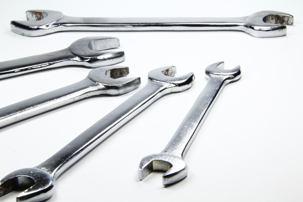 Chrome wrenches on white background - Фото, зображення