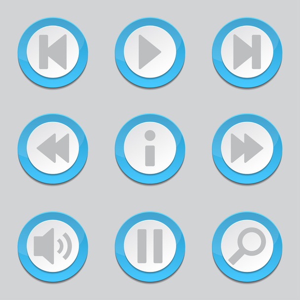 Multimedia Controller Blue Button Icons - Vector, Imagen