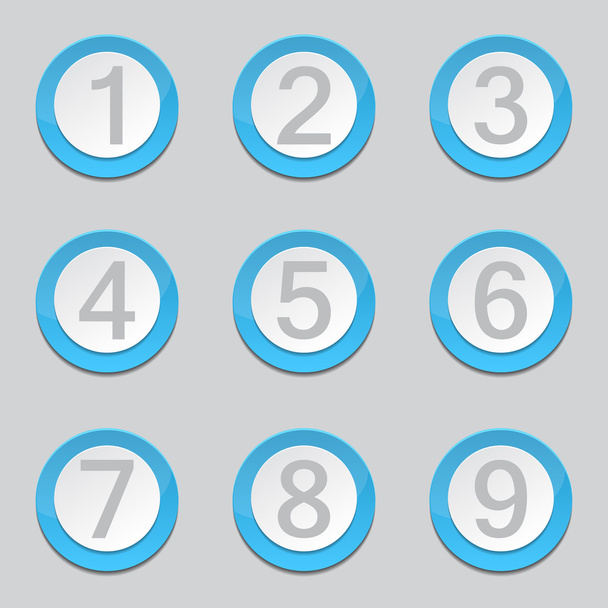 Numbers Counting Blue Button Icons - Vecteur, image