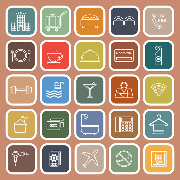 Linea Hotel icone piatte su sfondo arancione
 - Vettoriali, immagini