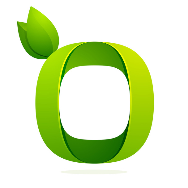 O letter with green leaves - Vector, Image